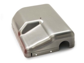 deep drawn metal stamping engine heat shield with laser cut features