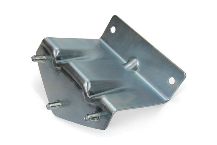 zinc finish added to formed metal stamped steel bracket